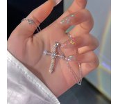 New Y2K Zircon Cross Necklace Colorful Love Heart Cross Pendant Necklaces for Women Gothic Jewelry Party Girls Accessories 2023