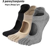 Ladies Breathable Yoga Socks with Grips Non-Slip Five Finger Pilates Socks for Women Backless Ballet Dance Fitness Toe Socks