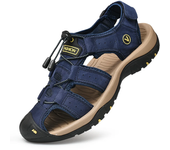 Sandalias de verano para hombres, zapatos de cuero genuino informales para hombres, sandalias de cuero al aire libre para hombres, zapatos de playa, zapatos romanos de gran tamaño 38-48