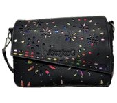 Desigual Bolso de hombro para mujer con diseño de flores huecas, bolso bandolera informal de gran capacidad