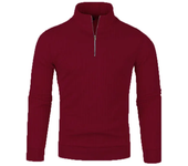 Men's autumn and winter long sleeved sweater, mid high collar with half zipper, women's knitted sweater