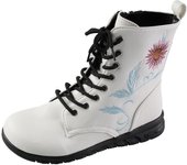 Botas cortas de cuero bordadas para mujer, zapatos planos al tobillo, deportivos, de mezclilla, estilo Chelsea, a la moda, invierno, 2023