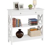 Consola Recibidor Mesa de Entrada Estrecha Vintage Mueble Auxiliar Madera con Cajon Grande para Salón, Entrada, Pasillo Blanco 80×30cm×80cm