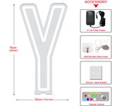 76cm Colorful Illuminated Alphabet Large Light Sign A -Z Alphabet Free Stand Up Neon BABY Party Light Sign,Dimmable and Clear Backer