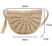 Round Straw Beach Bag Vintage Handmade Woven Shoulder Bag Raffia Circle Rattan Bags Bohemian Summer Vacation Casual Bags