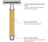 Premium Single Blade Safety Razors, Double Edge Blade, Shaving Razors for Men with Razor Stand and 5 Platinum blades
