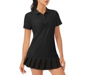 MAGCOMSEN Women's Polo Shirts Short Sleeve Golf Tennis Shirt 4-Button Sports Collared Quick Dry Textured Tops