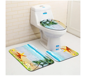 3D Ocean Seabed Animals Toilet Cover Bath Mat Sets Fish Dolphin Printed Bathroom Curtain Set Waterproof Fabric Shower Curtains