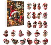Calendario de Adviento de Navidad 2024,con 24 encantadores colgantes de perro salchicha, adornos de árbol de Navidad para decora