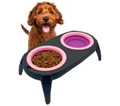 EL ÁTICO PETS Comedero Perro Elevado con Bebedero Antisalpicaduras Perro. Comedero Perro Antivoracidad Desmontable
