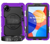 Heavy Duty shockrpoof Case 360° Rotating Hand/Shoulder Strap Stand for Xiaomi Redmi Pad SE 8.7 Inch built-in Screen Protector