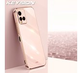 KEYSION Luxury Plating Case for VIVO Y21 Y21S Y21T Y33S Y33T Y35 Soft TPU Silicone Square Shockproof Phone Cover for VIVO T1X