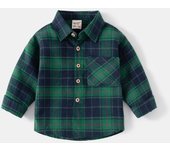 2-7-year-old children's casual cotton collar checkered shirt top