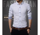 Men's slim long sleeved shirt, spring and autumn top, checkered