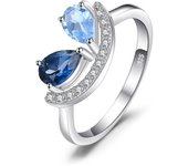 JewelryPalace Pear Natural Sky London Blue Topaz 925 Sterling Silver Cocktail Ring for Woman Gemstone Fine Jewelry Birthday Gift