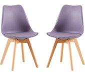 Pack de 4 Sillas de Comedor Sillas Cocina Nórdico con Asiento Tapizado y Las piernas de Madera de Haya Maciza, Blanco