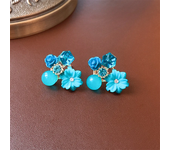 Pendientes con pasador de flor amarilla, púrpura, verde y azul para mujer, moda coreana, diamantes de imitación acrílicos, joyería para fiesta de cristal, regalo para niñas