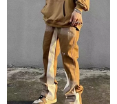 Stitching ink splashed jeans men's couple European and American trendy brand fried street American fashion micro flared pants