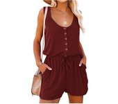 Sleeveless women's jumpsuit, wide leg shorts, casual