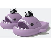 Panda black white Shark Cloud Slides,Cute Cartoon Shark Slippers Indoor Outdoor Slippers for Women Men,Soft and non-slip