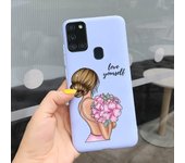 Silicone Phone Case For Samsung Galaxy A21S Case 6.5" Back Cover Coque Funda Samsung A21S a21 S Protective Bumper Flowers Capa