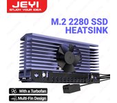 JEYI M.2 SSD Heatsink With a Silent Turbofan, 2280 NVME Radiator Aluminum Alloy PC Efficient Cooler with Silicone Thermal Pad