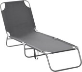 Tumbona Plegable Tumbona Jardín Exterior con Respaldo Ajustable en 5 Posiciones y Estructura Metálica Carga 120 kg para Terraza Piscina Playa 187x55x24 cm Azul