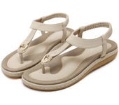 Women's Fashion Elastic Ankle Strap Flat Sandals Open Toe Round Toe Flip Flop Sandals Women's Beachwear Shoes