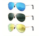 Gafas de Moda Polarizadas HENGOSEN para Hombres y Mujeres - Estilo Vintage con Monturas de Acero Inoxidable y Lentes TAC, Detalles en Negro y Dorado, Perfectas para Golf, Senderismo, Correr y Actividades al Aire Libre en la Playa, Gafas Deportivas para|