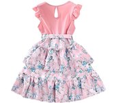 Girls Trendy Flying Sleeve Skirt Lovely Design Breathable Vacation Dress for Friend Family Neighbors Gift