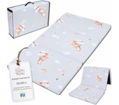 Colchon Cuna Bebe Plegable 120 x 60 cm - colchoneta Cama Infantil de Viaje colchón Transpirable y colchones de Espuma con Funda Lavable 120x60cm Safari