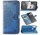 Embossed Mandala Flower Cell Phone Leather Wallet Case for Huawei P30 Lite New Edition/P30 Lite/nova 4e