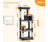 Árbol para gatos de lujo torre de juego grande centro de actividad estable y estable árbol para gatos con hamaca y bonita casa