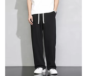 Pantalones informales de pierna recta para hombre, pantalones de chándal de pierna ancha drapeados ligeros, pantalones largos cómodos, color gris, Verano