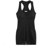 FKAFIT Women Yoga Rompers Workout Ribbed Square Neck Sleeveless Summer Bodycon Playsuit Sports Short Bodysuit