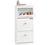Estrecho con 3 Puertas Abatibles, Entrada Recibodor Mueble Armario Alto Organizador para Zapatos Salón Blanco FSR94-W ES