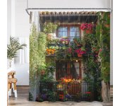 Garden Natural Scenery Shower Curtain Green Vine Flower Foral Plant Landscape Bathroom Decor Modern Polyester Bathtub Curtain