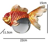 Enamel Coloured Alloy Goldfish Sculpture Home Crystal Ball Pet Fish Statue Tabletop Ornament Embellishment Decor Gift Craft