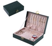 Leather Double Layer Jewelry Box Lockable Flip Type Jewelry Packaging Box Multi-function High-capacity Storage Box Gift
