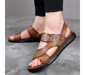 Sandalias de verano para hombre, cómodas sandalias de cuero con plataforma para exteriores, suela suave antideslizante, zapatos informales de trekking para verano, zapatos de playa para niño