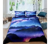 Smoky Mountain Duvet Cover Set Misty Forest Bedding Set Full Queen Size Grey Trees Natural Scenery Art Comforter Cover