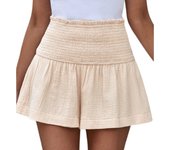 Pantalones cortos para mujeres pantalones cortos plisados de cintura alta de color sólido casual pantalones