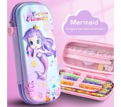 Mermaid 3D Mermaid Pencil Case Rocket Astronaut 3D Space Pen Case Zippered Waterproof 3D Astronaut Pencil Box Office Supplies