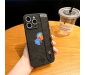 New Laser Sticker Phone Case For iPhone 15ProMax 14/13/12Pro Hidden Wristband Design Stand Doraemon pattern