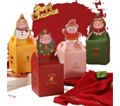 4Pcs Christmas Gift Box Christmas Eve Gift Box Biscuit Box Candy Packaging Box Apple Box Carrying Case