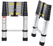 Escalera telescópica Plegable de Aluminio de 5m, portátil, Multiusos, Gran aplicabilidad, 2,5 m + 2,5 m, Plegable, soporta hasta 150 kg