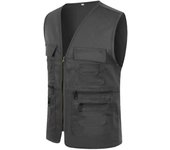 GASL-Chaleco hombre, chaqueta multi-bolsillos-zip, pesca sin mangas, trabajo acampar, exteriores V-cuello, voluntario.