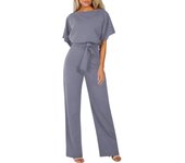 Mameluco women's wide leg cut, Palazzo pants, short sleeved hooded jumpsuit