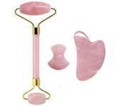 Fashion 2/3/4Pcs Natural Rose Quartz Obsidian Jade Roller Gua Sha Stone Set Gouache Scraper Facial Lifting Anti-Wrinkle Skin Care Tools