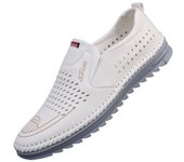 2025 nuevos zapatos casuales para hombre, zapatos blancos huecos de moda, zapatos de verano transpirables para hombre, zapatos de negocios cosidos a mano